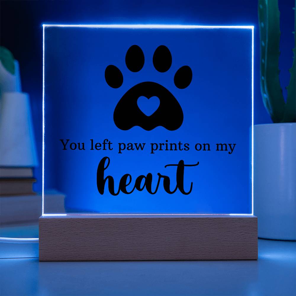 Paw Print Printed Square Shaped Acrylic Plaque-Express Your Love Gifts