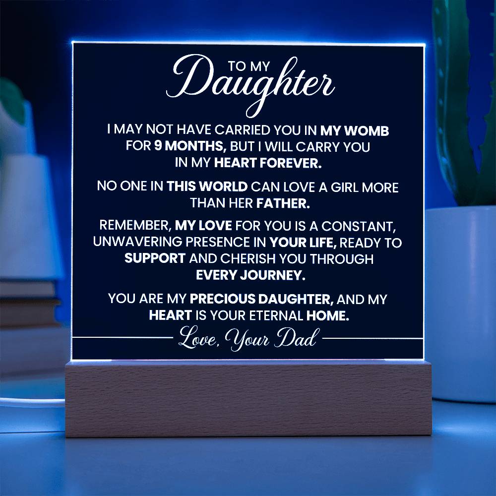 To Daughter From Dad In My Heart Forever Printed Square Shaped Acrylic Plaque-Express Your Love Gifts