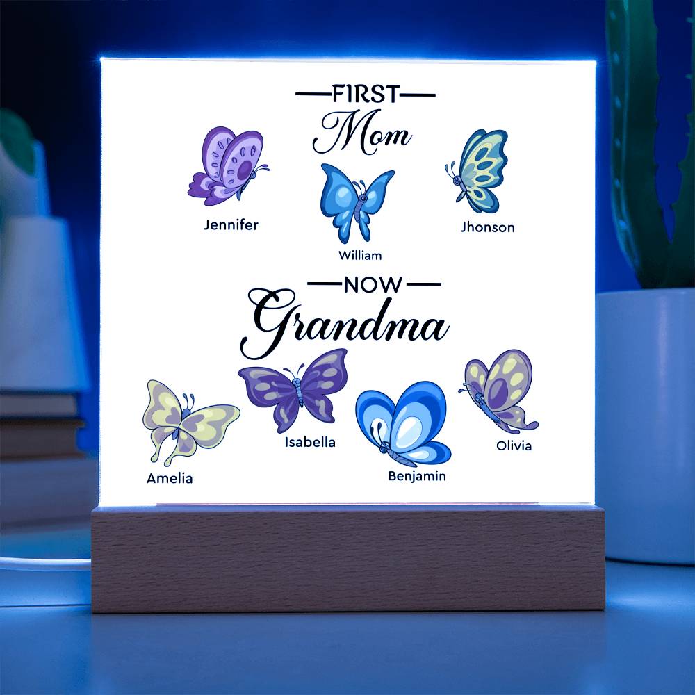 First Mom Now Grandma Printed Square Shaped Acrylic Plaque-Express Your Love Gifts