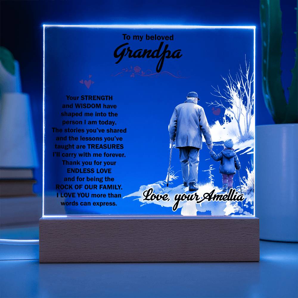 To My Beloved Grandpa Printed Square Shaped Acrylic Plaque-Express Your Love Gifts