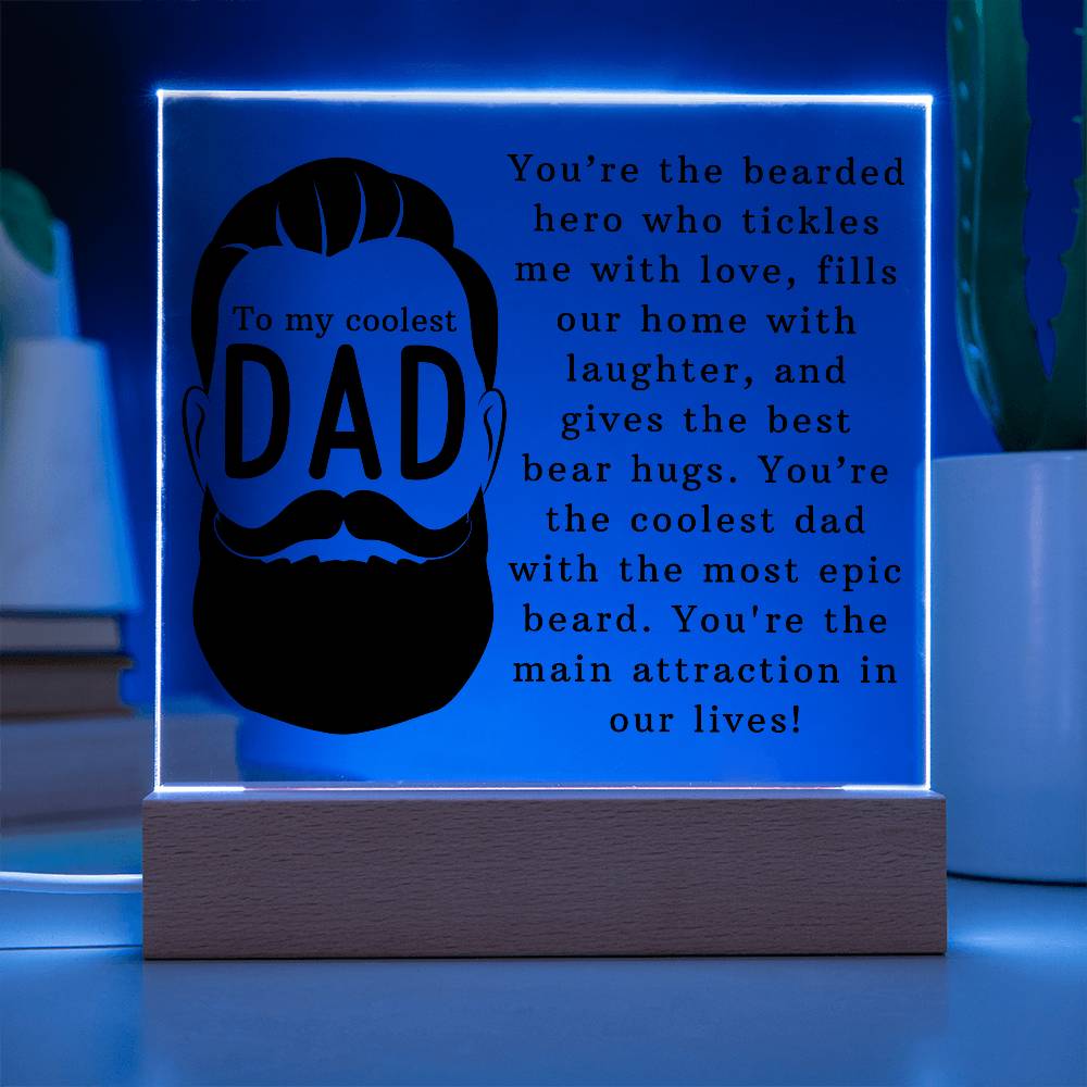 To the Coolest Dad Printed Square Shaped Acrylic Plaque-Express Your Love Gifts