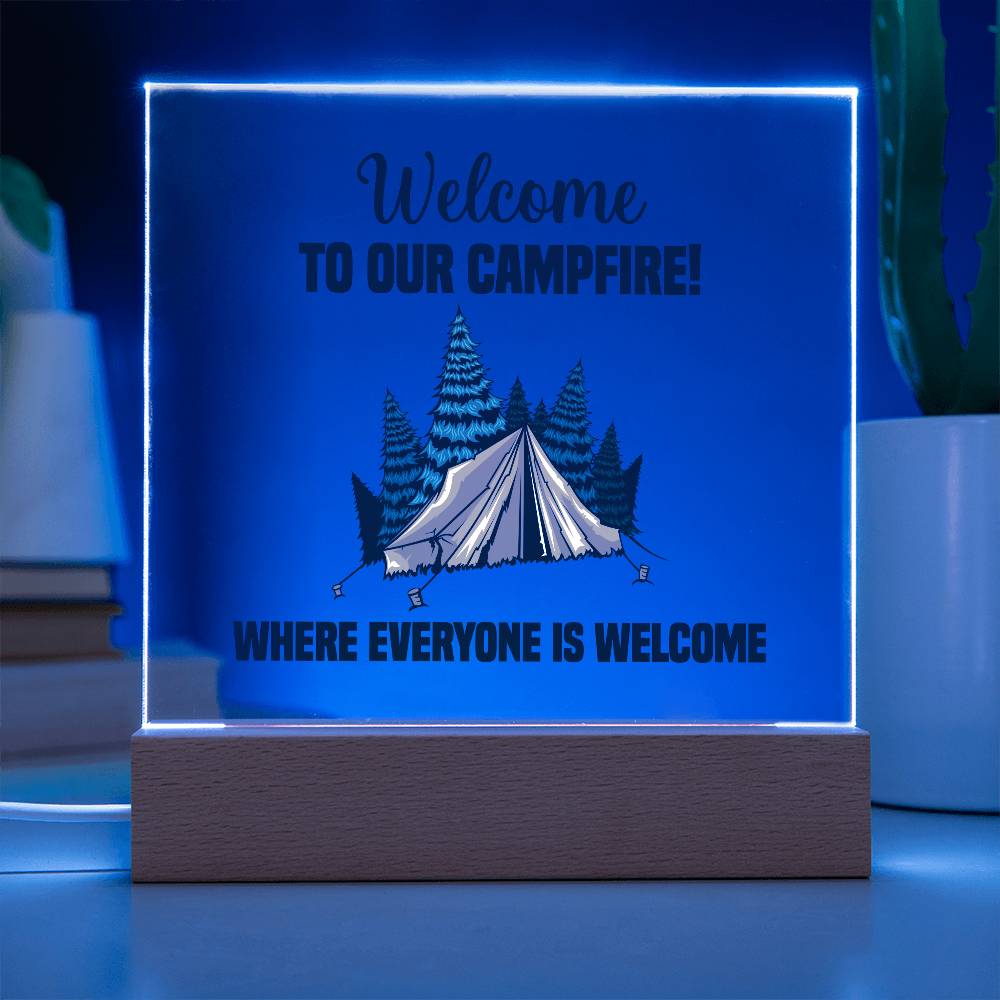 Everyone is Welcome Printed Square Shaped Acrylic Plaque-Express Your Love Gifts
