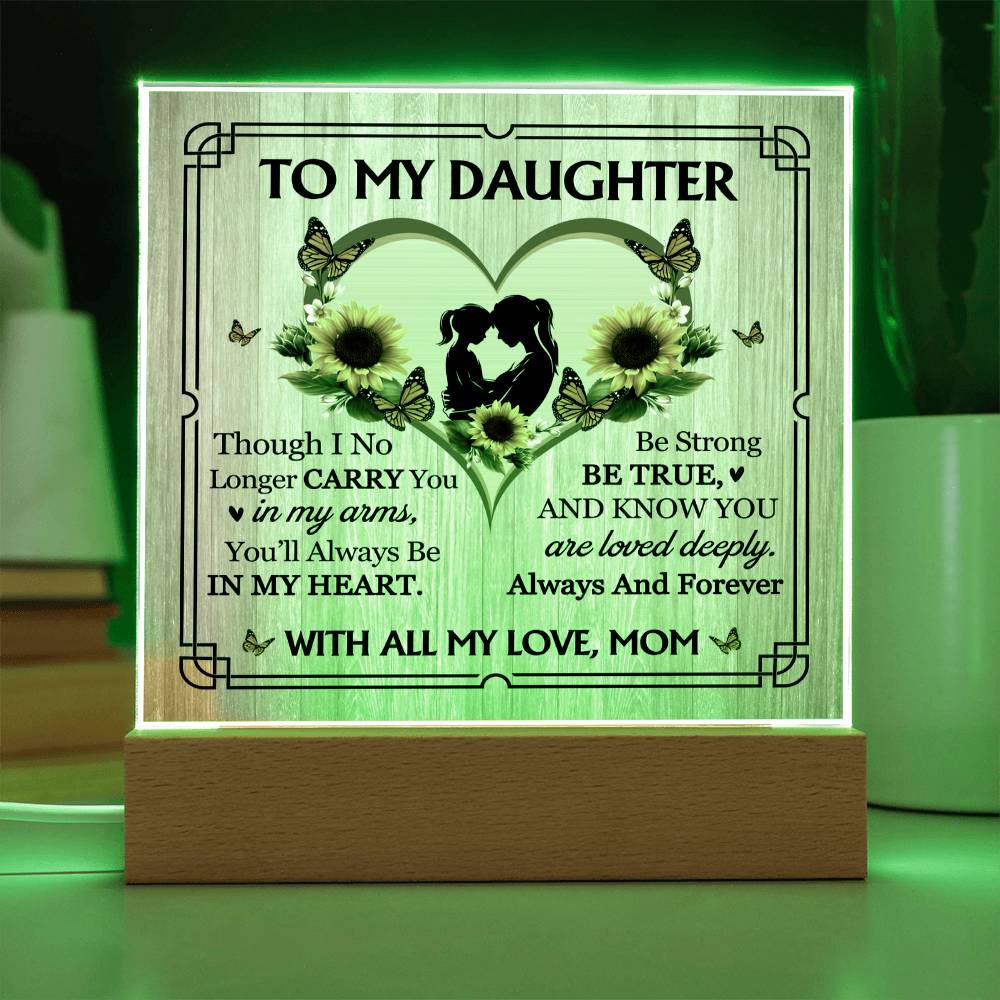 To My Daughter From Mom With All My Love Printed Square Shaped Acrylic Plaque-Express Your Love Gifts