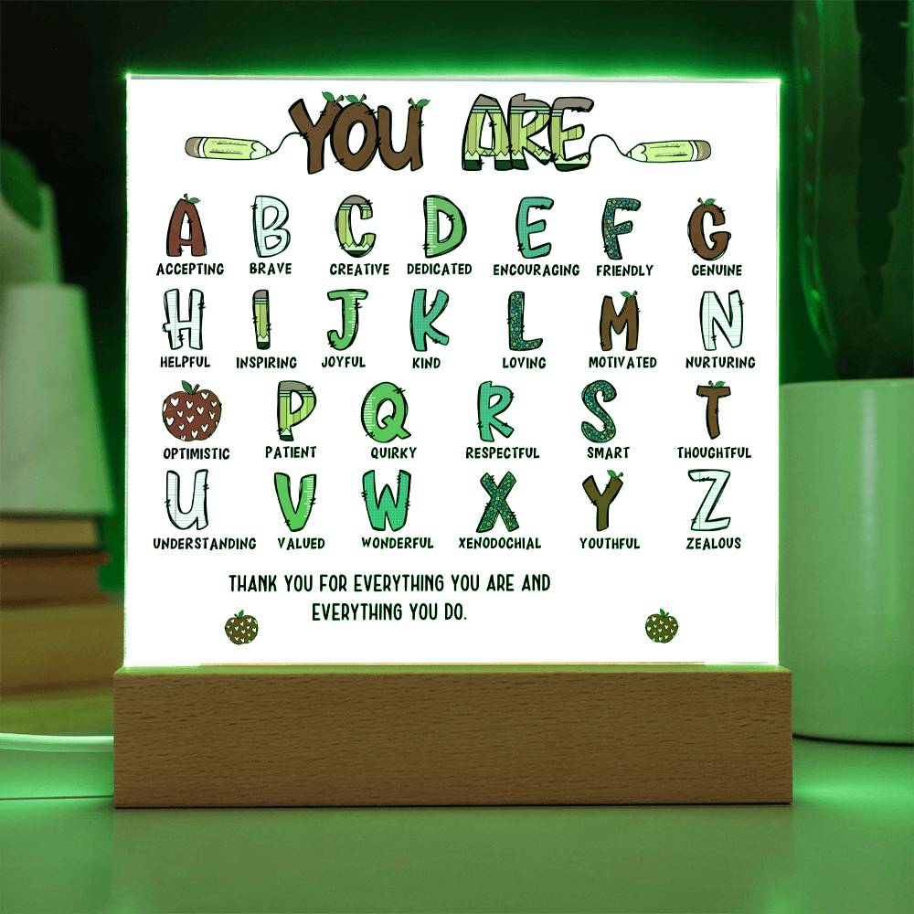 Teacher's ABC Printed Square Shaped Acrylic Plaque-Express Your Love Gifts