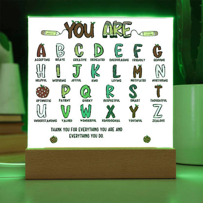 Teacher's ABC Printed Square Shaped Acrylic Plaque-Express Your Love Gifts