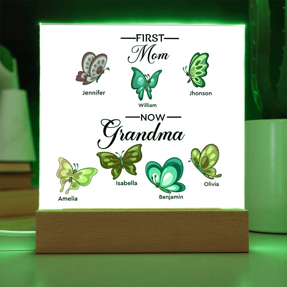First Mom Now Grandma Printed Square Shaped Acrylic Plaque-Express Your Love Gifts