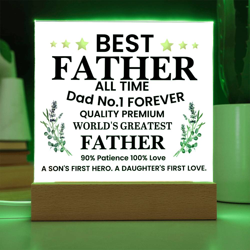 Best Father of All Time Printed Square Shaped Acrylic Plaque-Express Your Love Gifts