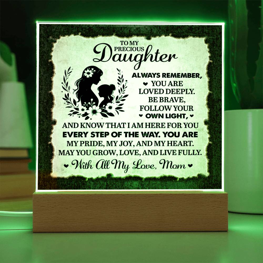 To My Daughter From Mom Always Remember Printed Square Shaped Acrylic Plaque-Express Your Love Gifts