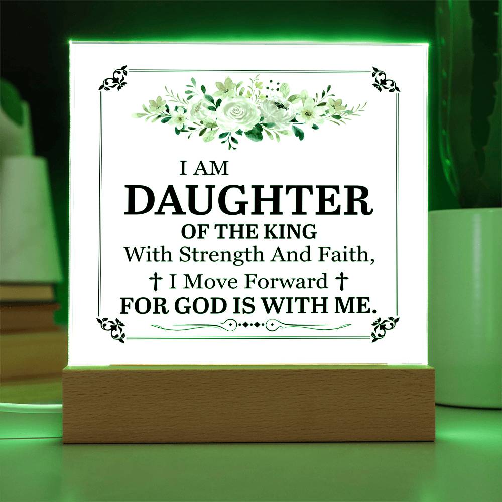Personalized To My Daughter I Am Daughter of the King Printed Square Shaped Acrylic Plaque-Express Your Love Gifts
