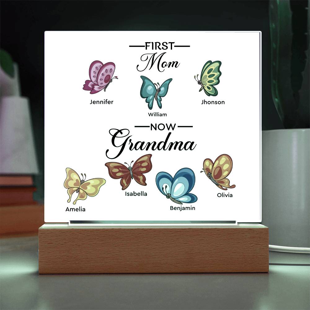 First Mom Now Grandma Printed Square Shaped Acrylic Plaque-Express Your Love Gifts
