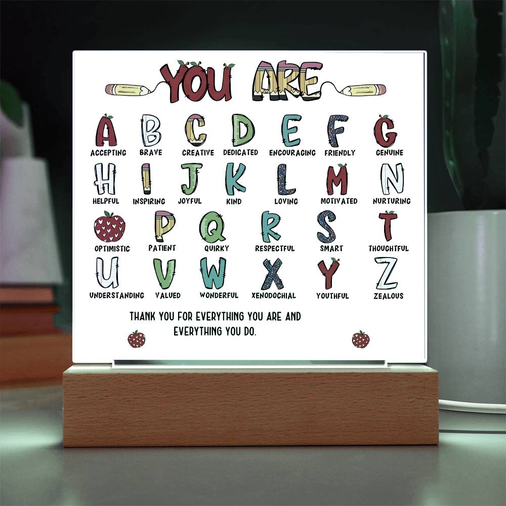 Teacher's ABC Printed Square Shaped Acrylic Plaque-Express Your Love Gifts