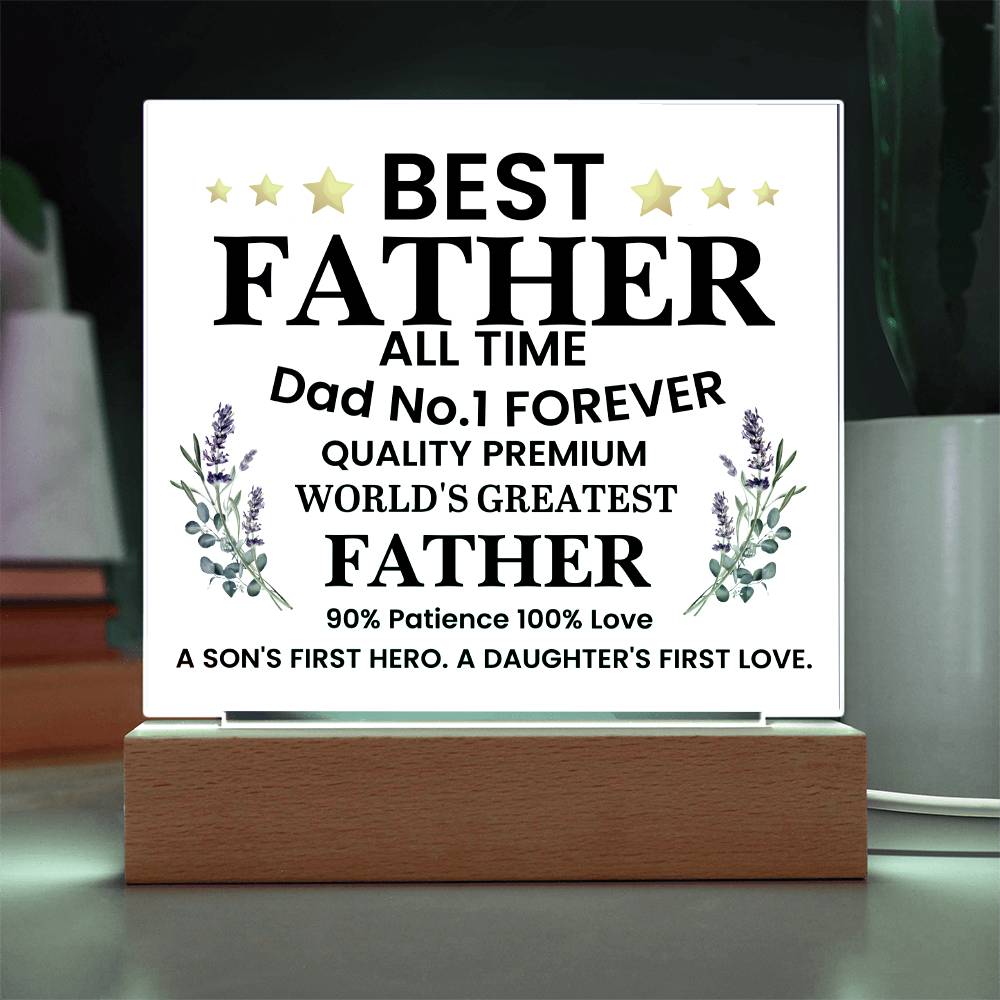 Best Father of All Time Printed Square Shaped Acrylic Plaque-Express Your Love Gifts