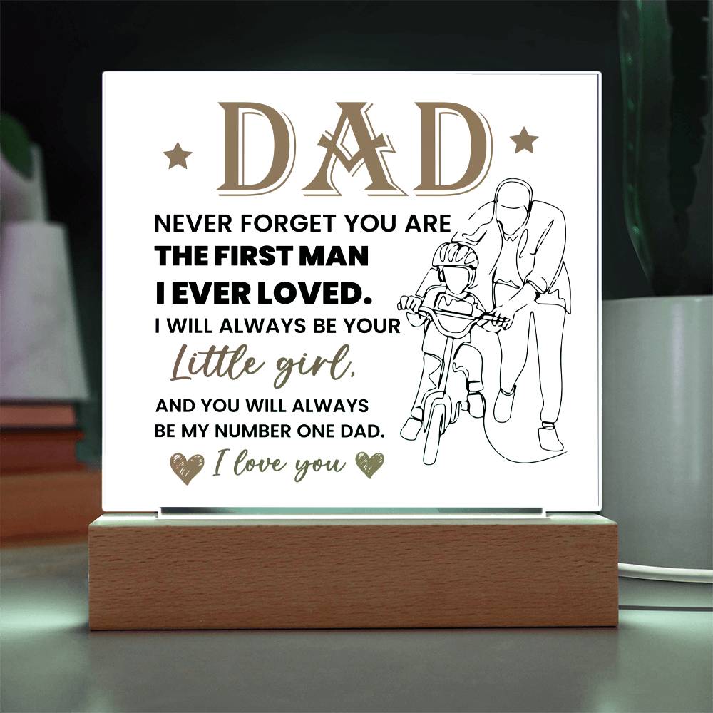 Dad Never Forget Printed Square Shaped Acrylic Plaque-Express Your Love Gifts