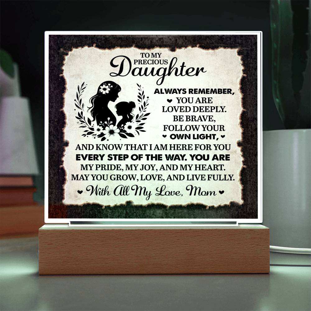 To My Daughter From Mom Always Remember Printed Square Shaped Acrylic Plaque-Express Your Love Gifts