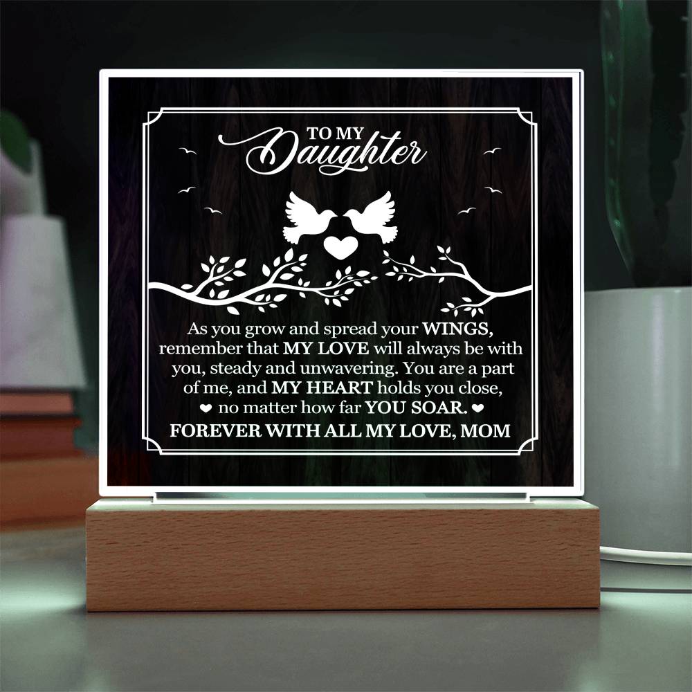 Personalized To My Daughter From Mom My Love Printed Square Shaped Acrylic Plaque-Express Your Love Gifts