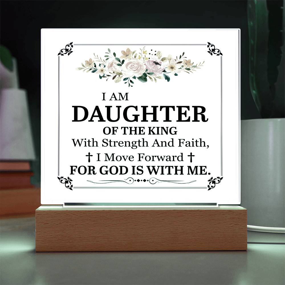 Personalized To My Daughter I Am Daughter of the King Printed Square Shaped Acrylic Plaque-Express Your Love Gifts