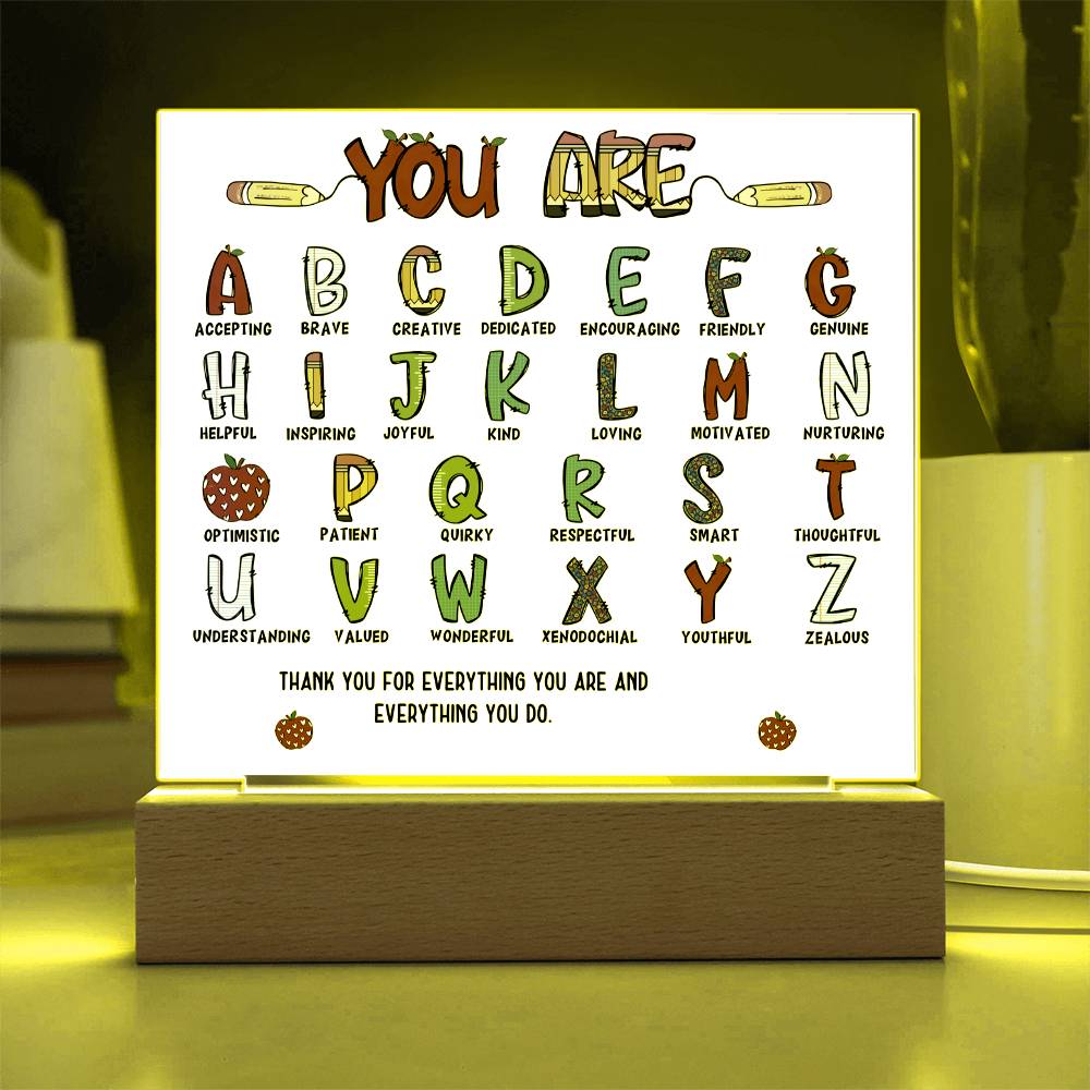 Teacher's ABC Printed Square Shaped Acrylic Plaque-Express Your Love Gifts