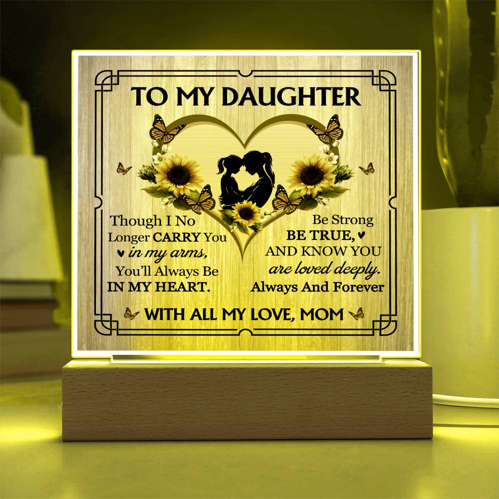 To My Daughter From Mom With All My Love Printed Square Shaped Acrylic Plaque-Express Your Love Gifts