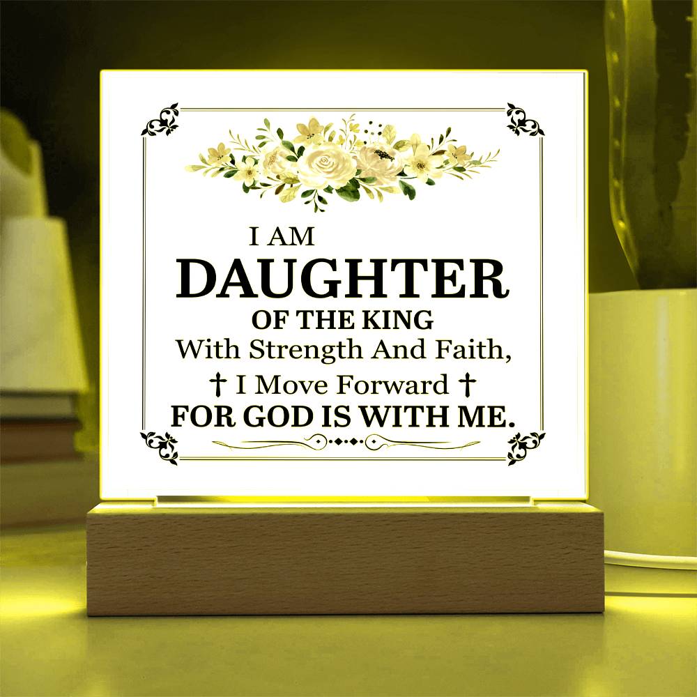 Personalized To My Daughter I Am Daughter of the King Printed Square Shaped Acrylic Plaque-Express Your Love Gifts