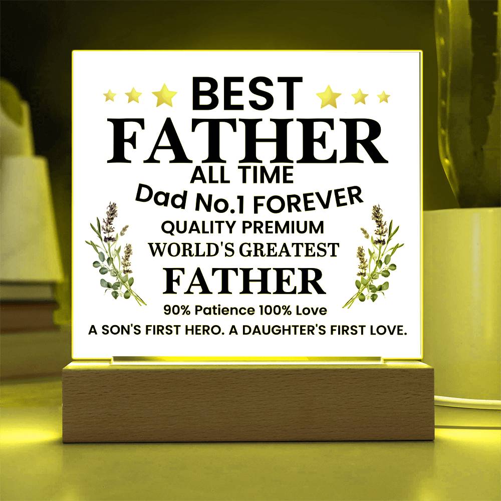 Best Father of All Time Printed Square Shaped Acrylic Plaque-Express Your Love Gifts