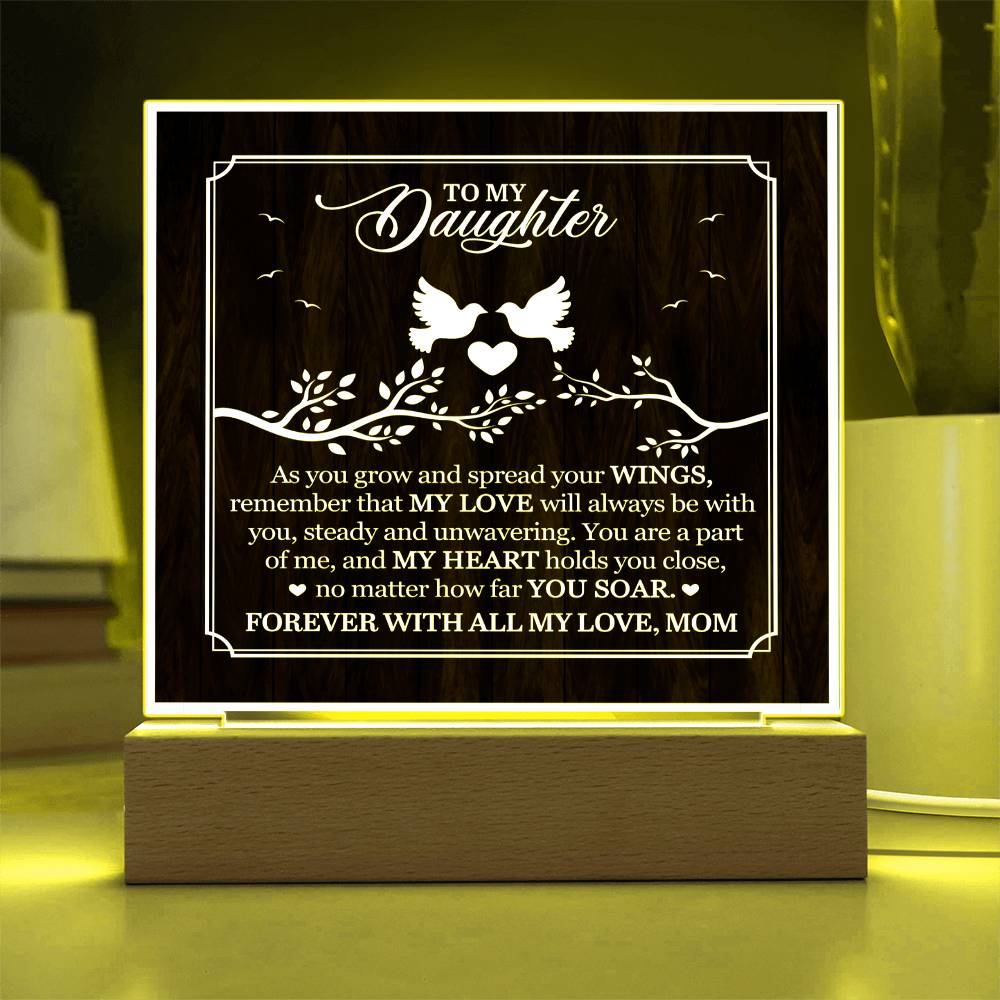 Personalized To My Daughter From Mom My Love Printed Square Shaped Acrylic Plaque-Express Your Love Gifts
