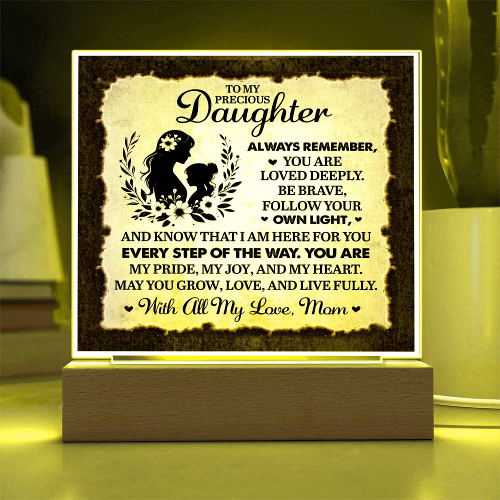 To My Daughter From Mom Always Remember Printed Square Shaped Acrylic Plaque-Express Your Love Gifts
