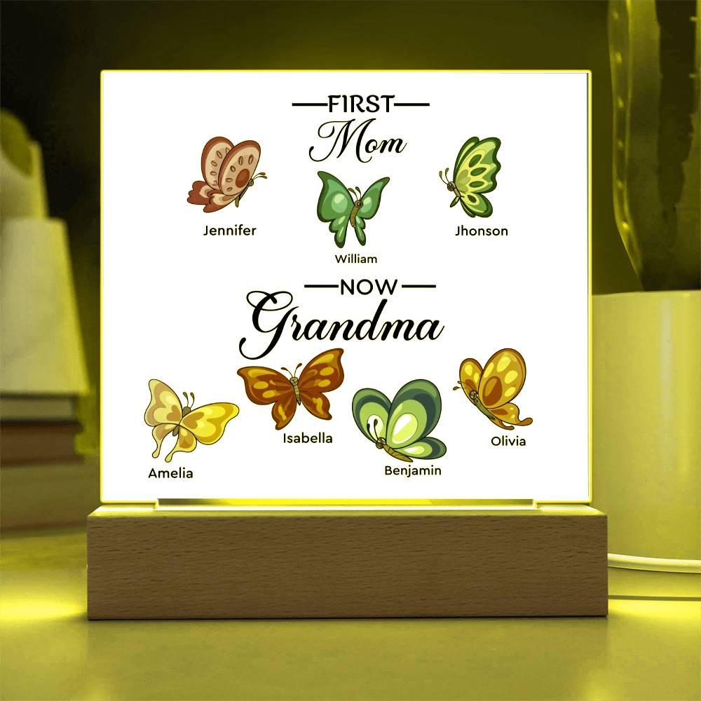 First Mom Now Grandma Printed Square Shaped Acrylic Plaque-Express Your Love Gifts