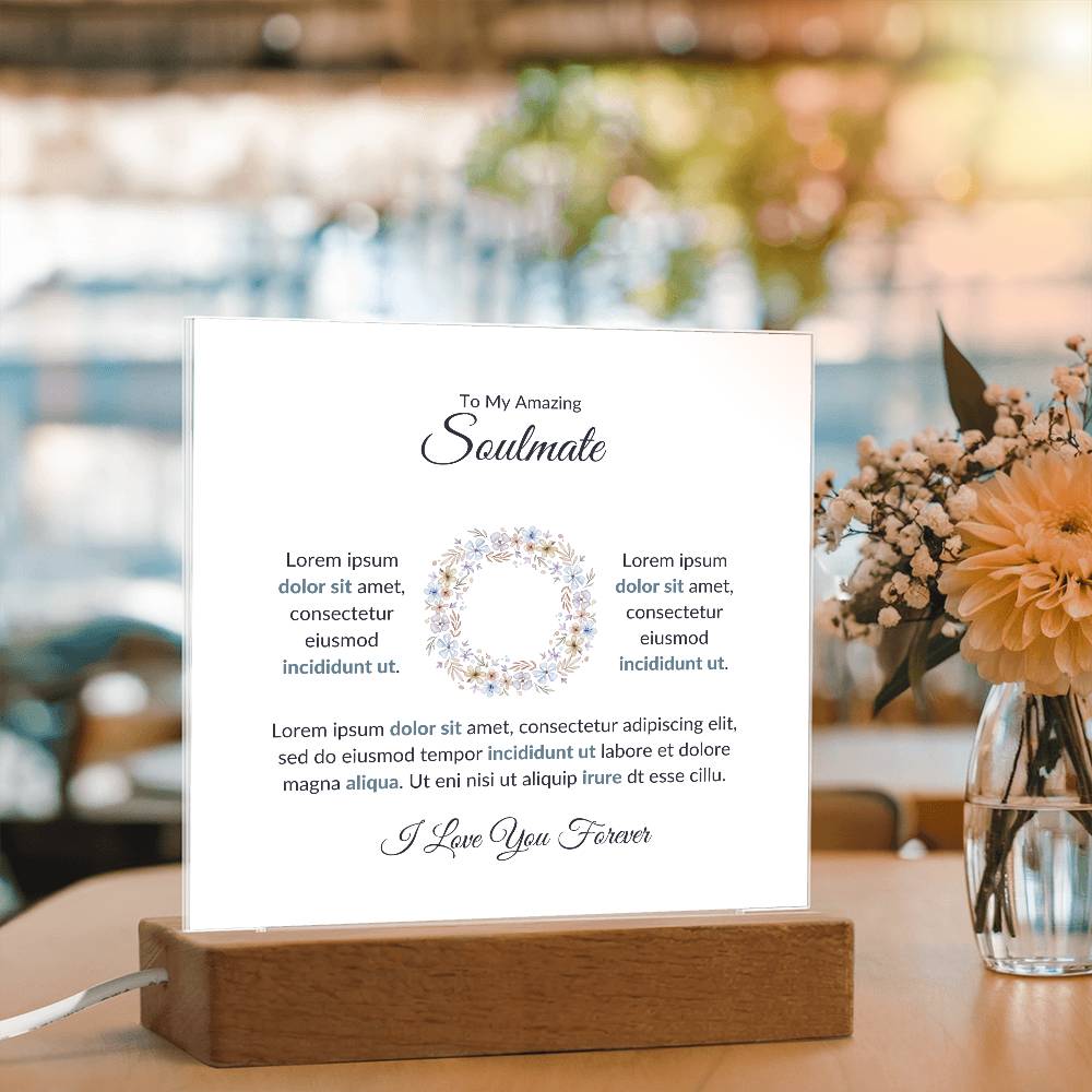 To My Soulmate Magna Aliqua Printed Square Shaped Acrylic Plaque-Express Your Love Gifts