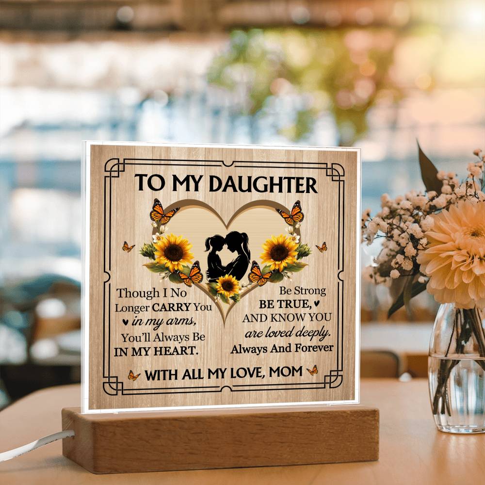 To My Daughter From Mom With All My Love Printed Square Shaped Acrylic Plaque-Express Your Love Gifts