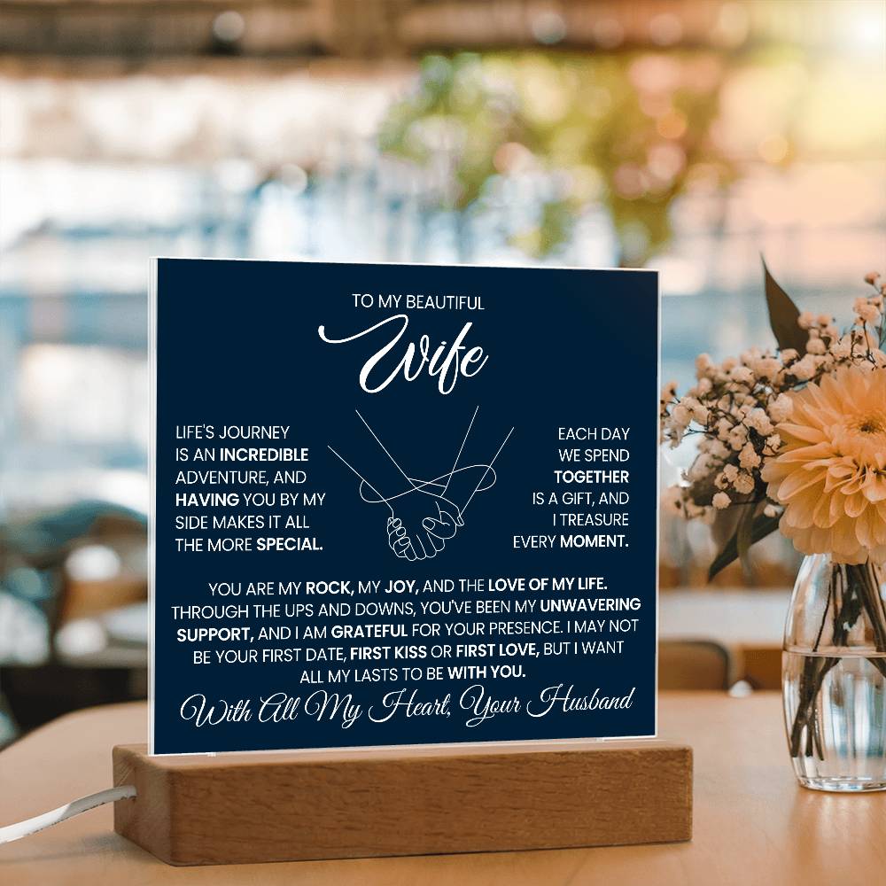 To My Wife You Are My Rock Printed Square Shaped Acrylic Plaque-Express Your Love Gifts