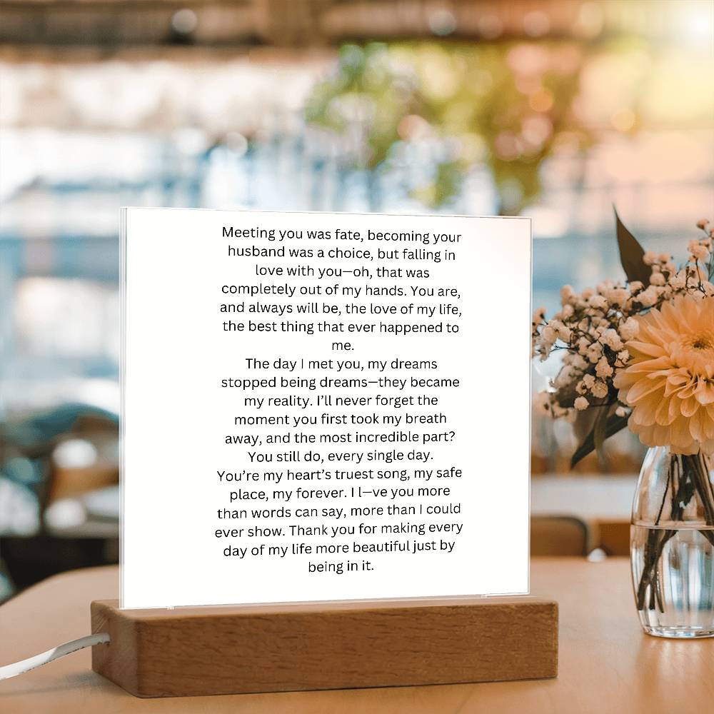 To My Wife Meeting You Was Fate Printed Square Shaped Acrylic Plaque-Express Your Love Gifts