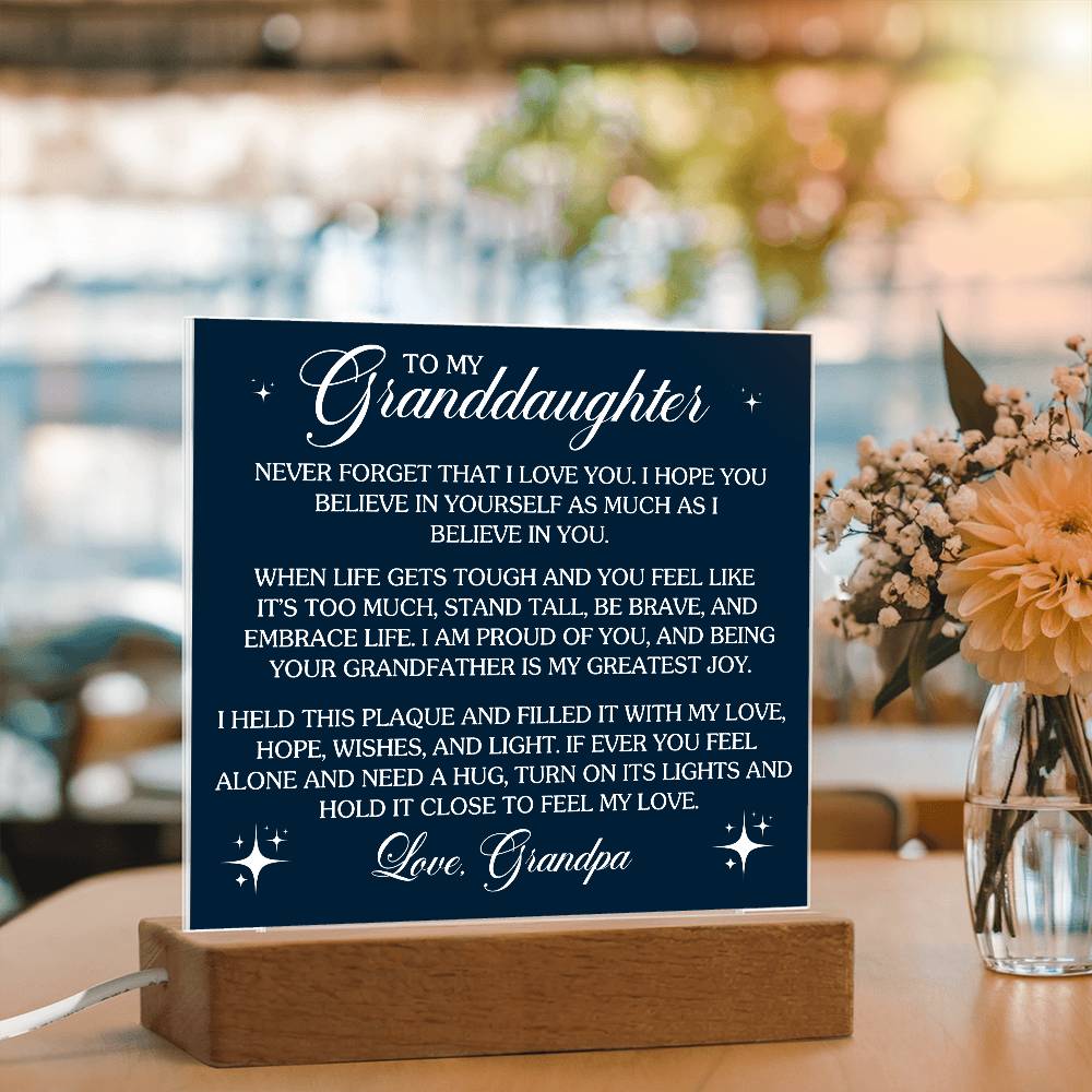 To Granddaughter From Grandpa Never That I Love You Printed Square Shaped Acrylic Plaque-Express Your Love Gifts