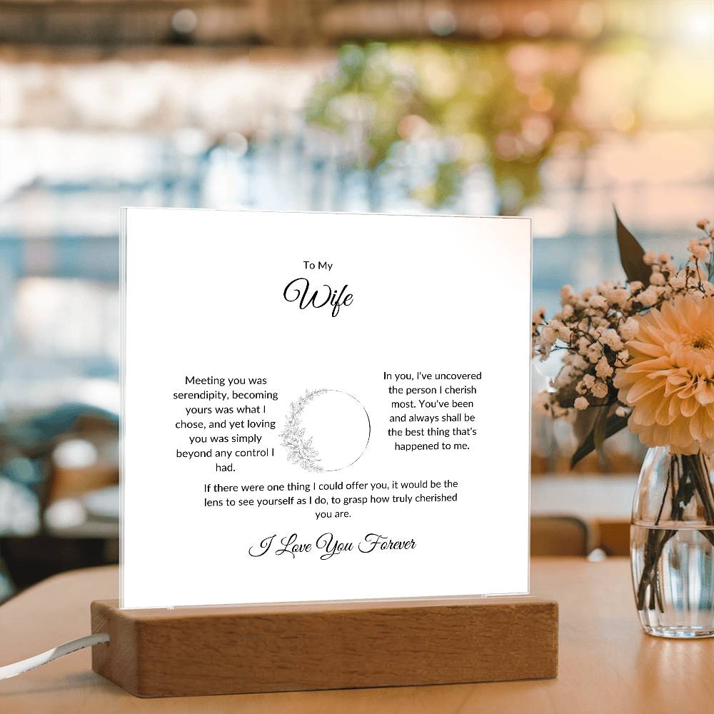 To My Wife Meeting You Was Serendipity Printed Square Shaped Acrylic Plaque-Express Your Love Gifts