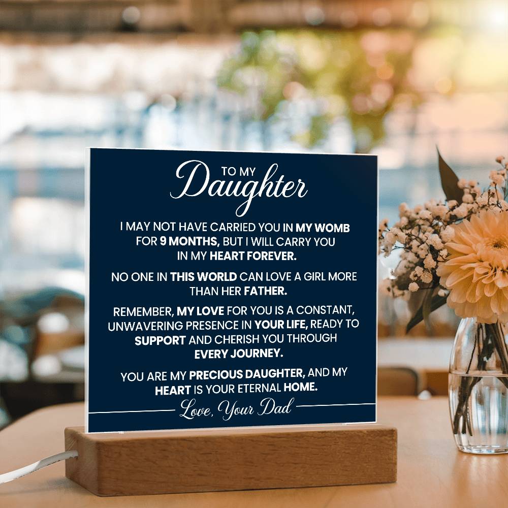 To Daughter From Dad In My Heart Forever Printed Square Shaped Acrylic Plaque-Express Your Love Gifts