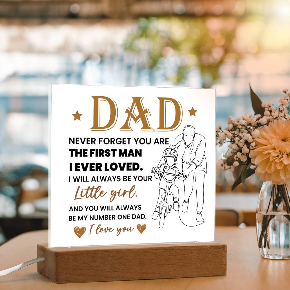 Dad Never Forget Printed Square Shaped Acrylic Plaque-Express Your Love Gifts
