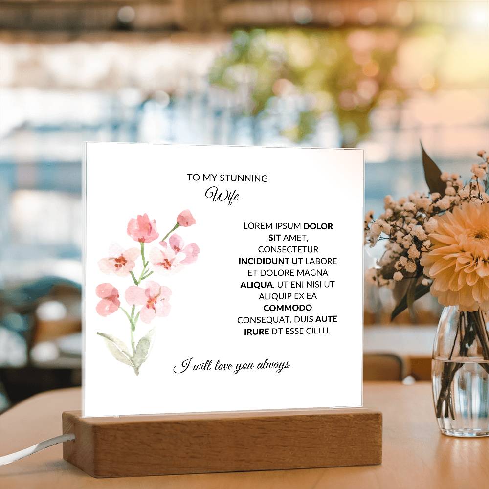 To My Stunning Wife Lorem Ipsum Dolor Printed Square Shaped Acrylic Plaque-Express Your Love Gifts