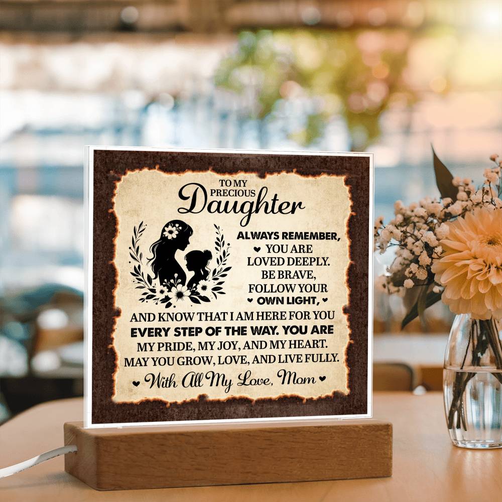 To My Daughter From Mom Always Remember Printed Square Shaped Acrylic Plaque-Express Your Love Gifts