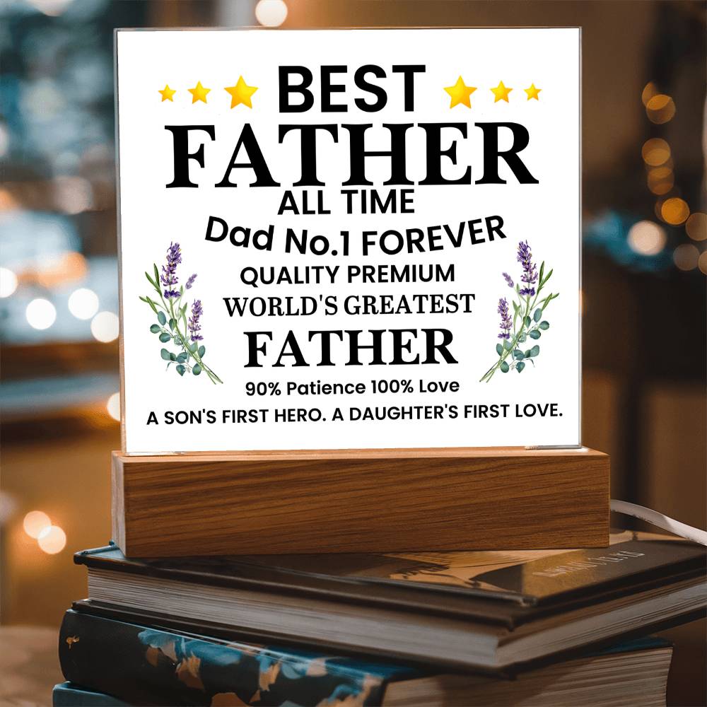 Best Father of All Time Printed Square Shaped Acrylic Plaque-Express Your Love Gifts