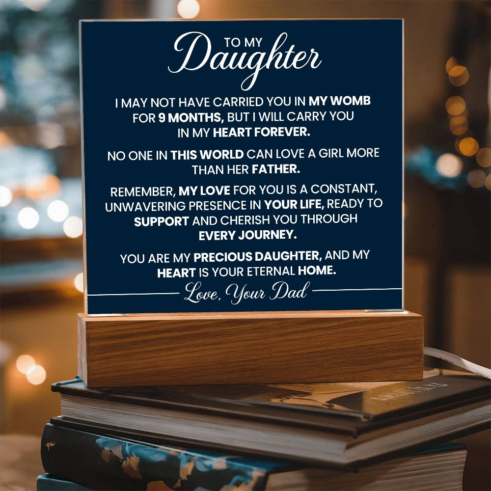 To Daughter From Dad In My Heart Forever Printed Square Shaped Acrylic Plaque-Express Your Love Gifts
