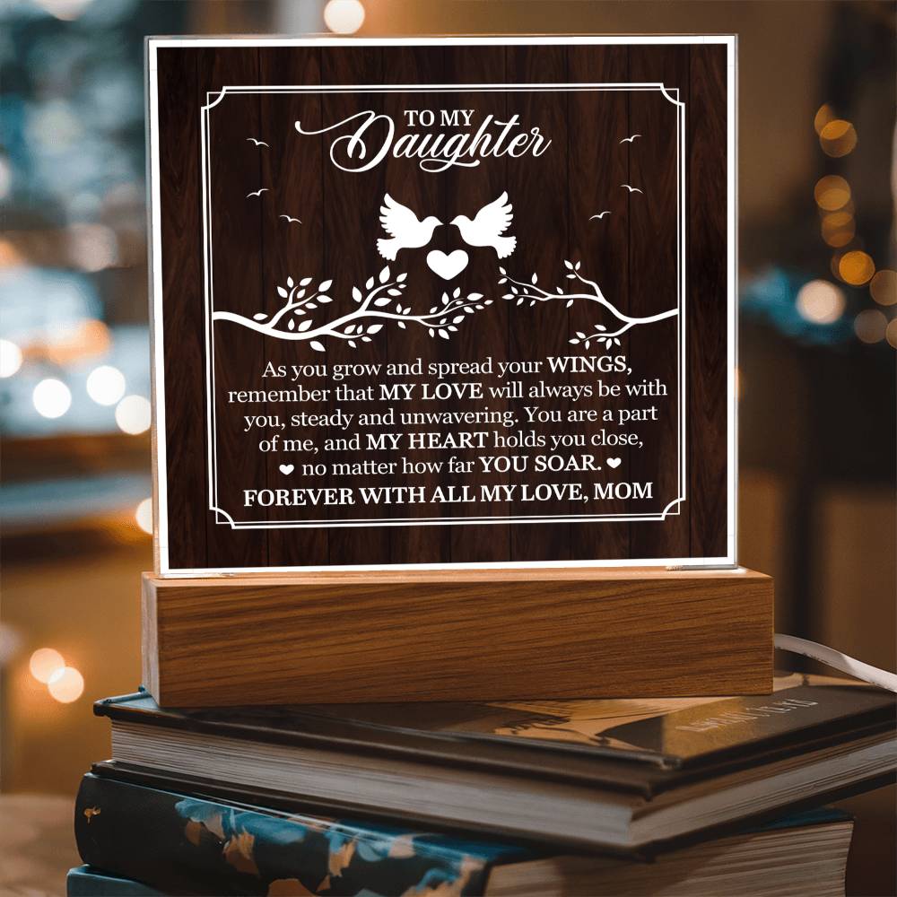 Personalized To My Daughter From Mom My Love Printed Square Shaped Acrylic Plaque-Express Your Love Gifts