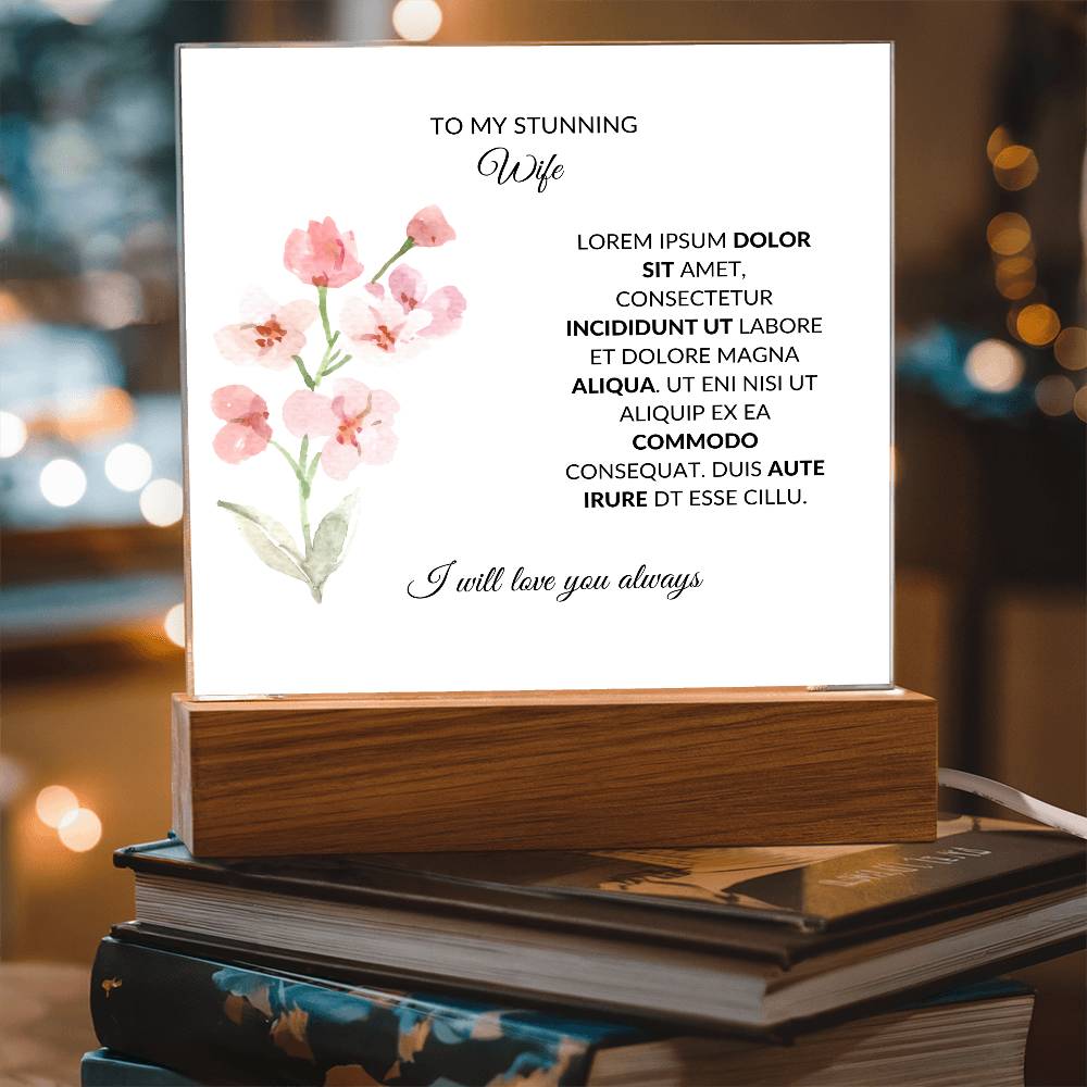 To My Stunning Wife Lorem Ipsum Dolor Printed Square Shaped Acrylic Plaque-Express Your Love Gifts