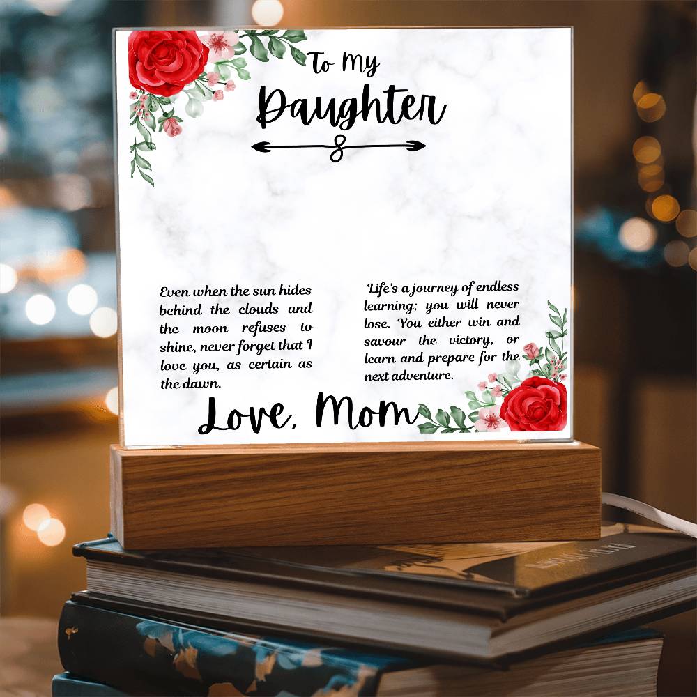 To Daughter From Mom Life's a Journey Printed Square Shaped Acrylic Plaque-Express Your Love Gifts