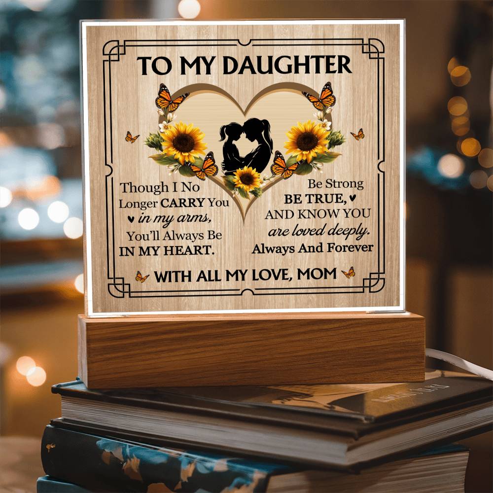 To My Daughter From Mom With All My Love Printed Square Shaped Acrylic Plaque-Express Your Love Gifts