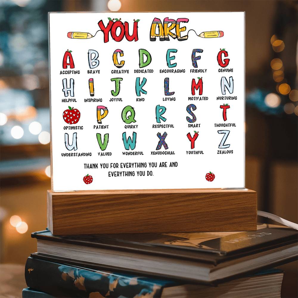 Teacher's ABC Printed Square Shaped Acrylic Plaque-Express Your Love Gifts