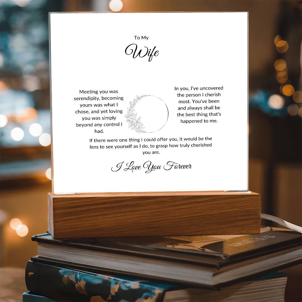 To My Wife Meeting You Was Serendipity Printed Square Shaped Acrylic Plaque-Express Your Love Gifts