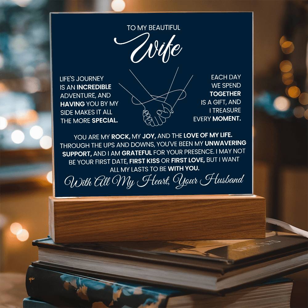 To My Wife You Are My Rock Printed Square Shaped Acrylic Plaque-Express Your Love Gifts