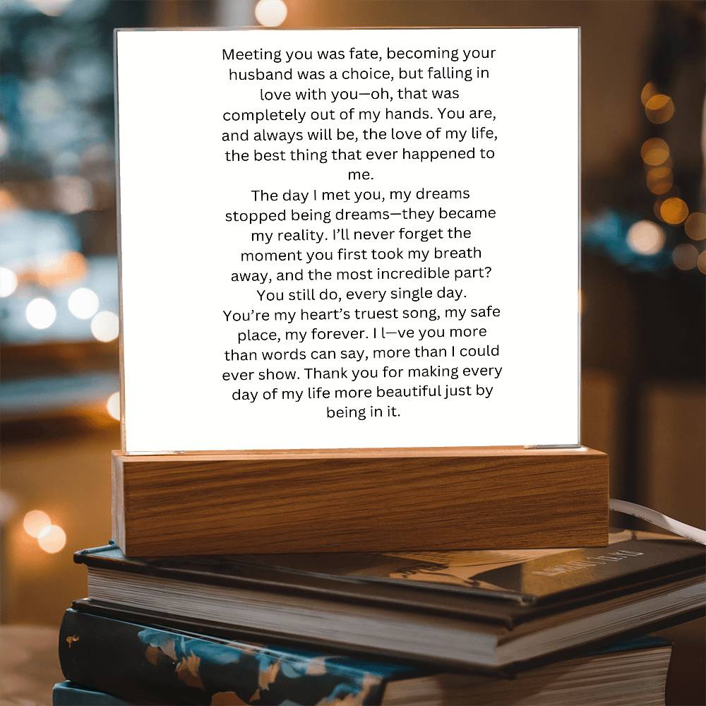 To My Wife Meeting You Was Fate Printed Square Shaped Acrylic Plaque-Express Your Love Gifts