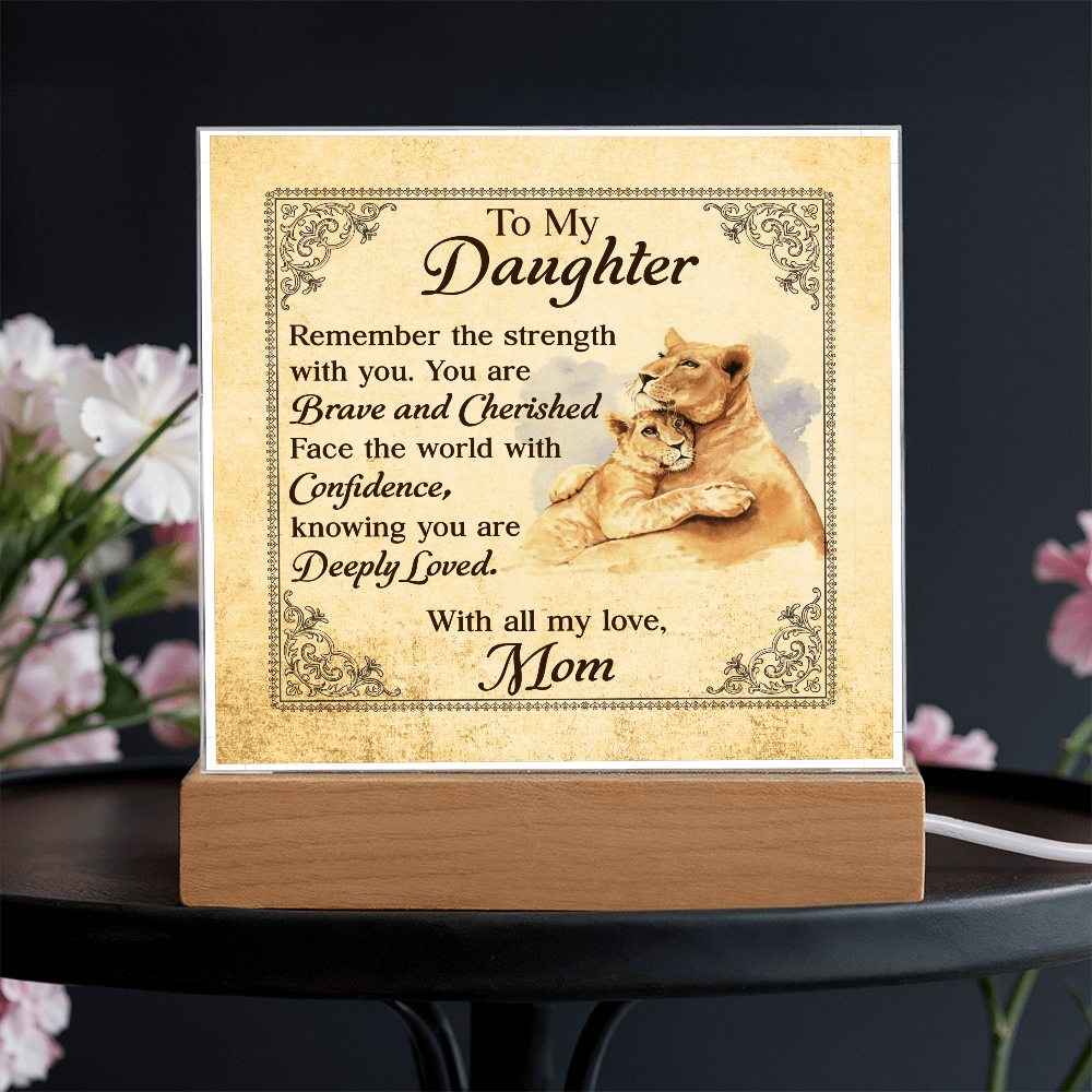 To My Daughter From Mom Deeply Loved Printed Square Shaped Acrylic Plaque-Express Your Love Gifts