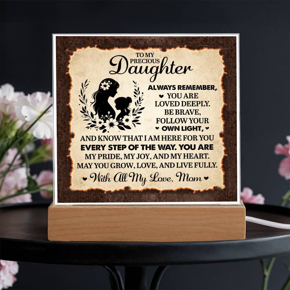 To My Daughter From Mom Always Remember Printed Square Shaped Acrylic Plaque-Express Your Love Gifts
