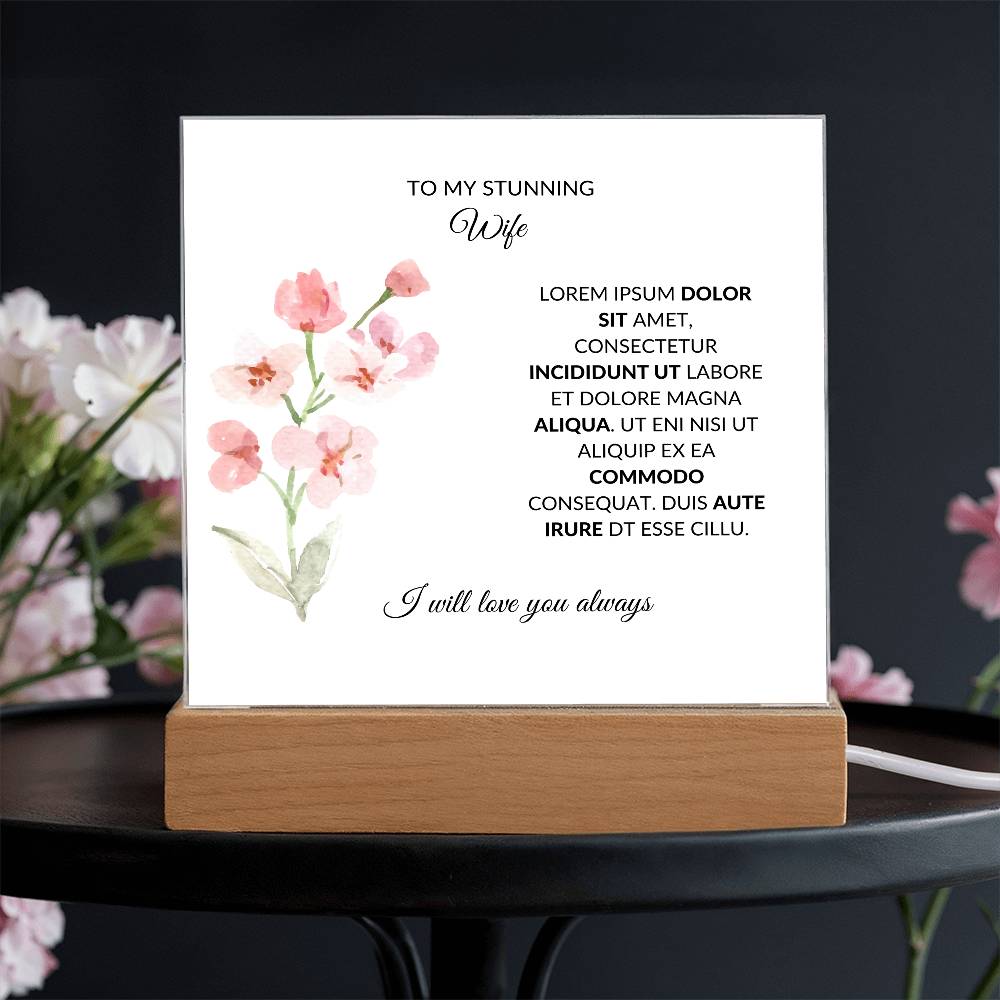 To My Stunning Wife Lorem Ipsum Dolor Printed Square Shaped Acrylic Plaque-Express Your Love Gifts
